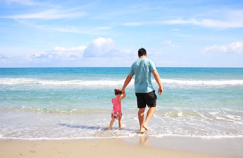 Relaxing walking at the sea